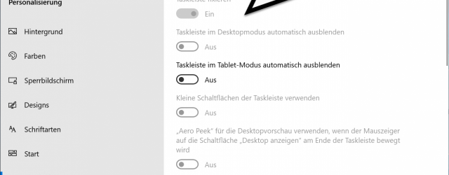 Taskbar settings disabled