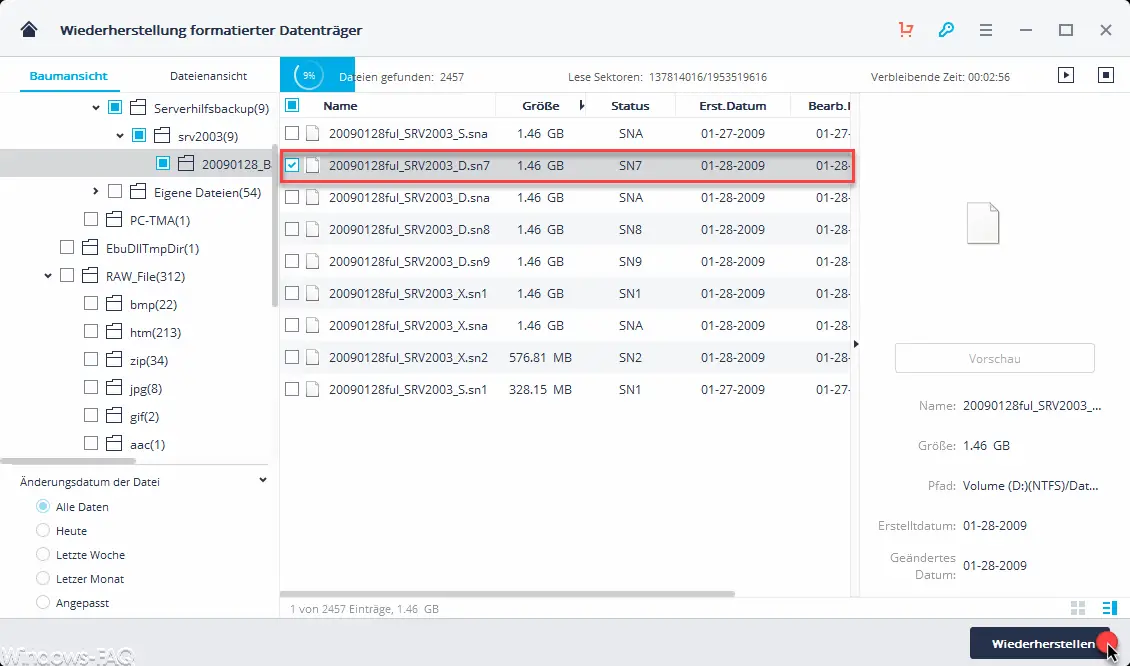 Restore formatted disk files