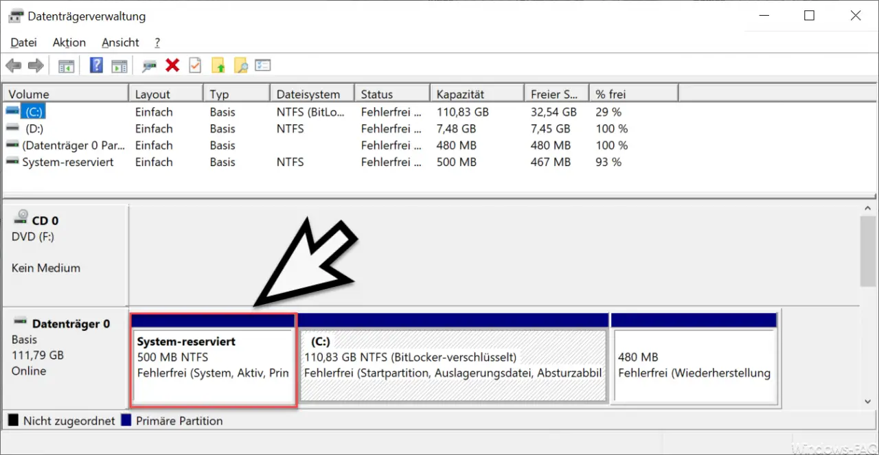 System reserved partition BIOS mode