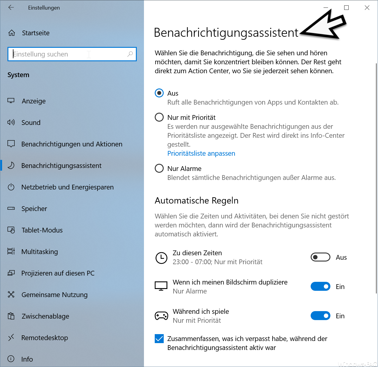 Windows 10 notification assistant