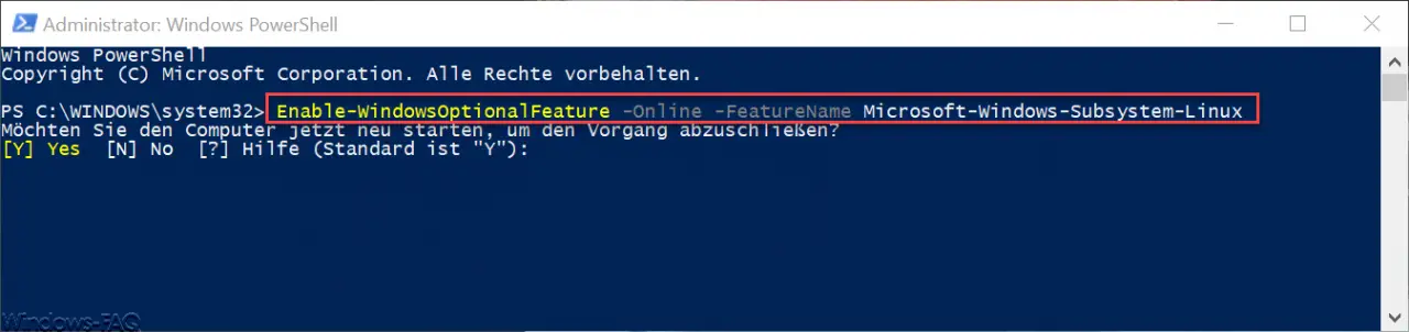 Install Linux on Windows 10 using PowerShell