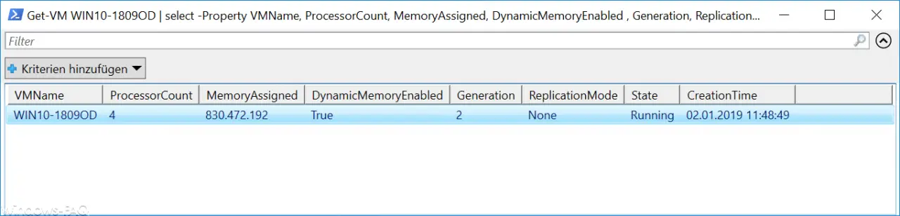 Hyper-V Info GridView