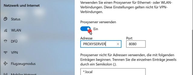 Manual proxy setup Windows 10