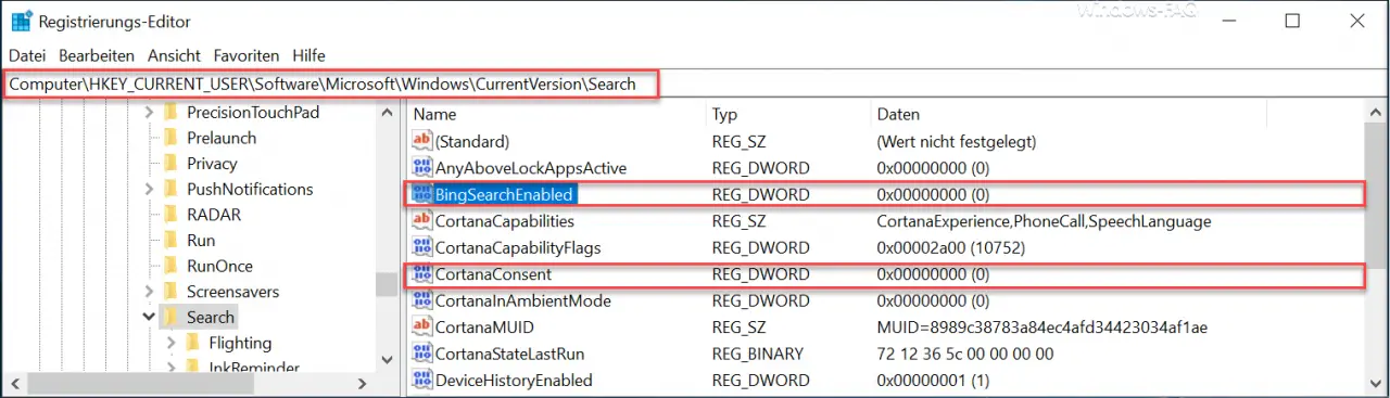 BingSeachEnabled and CortanaConsent