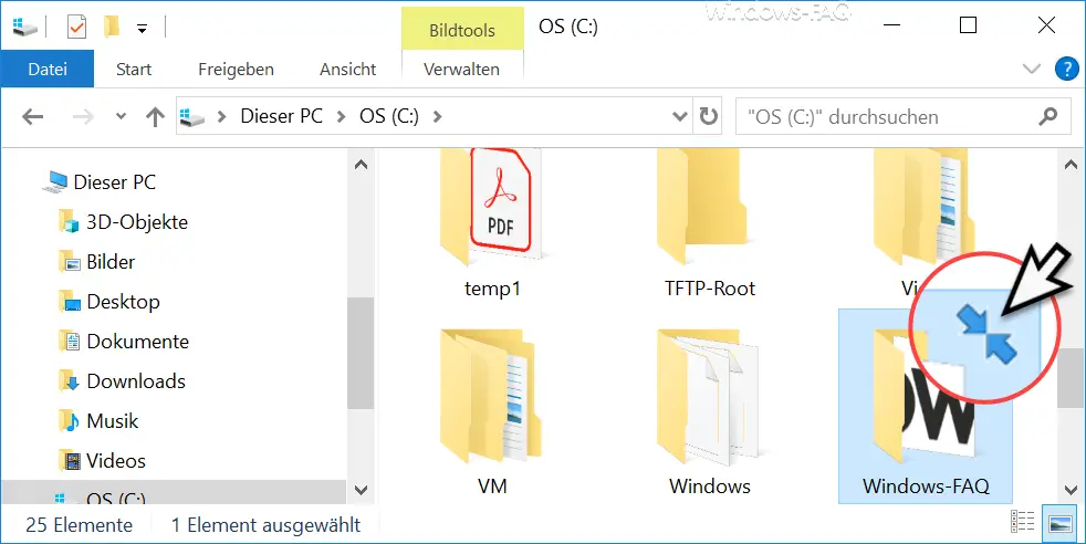 Blue double arrow in Windows Explorer