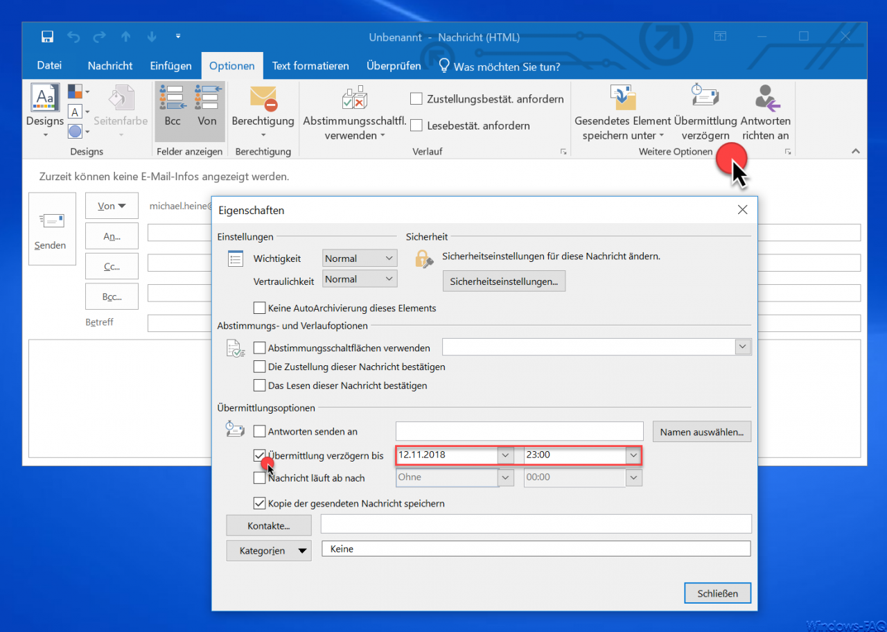 Delay Outlook delivery