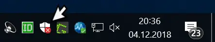 Windows security icon in Windows 10 taskbar