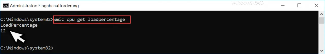 wmic cpu get loadpercentage