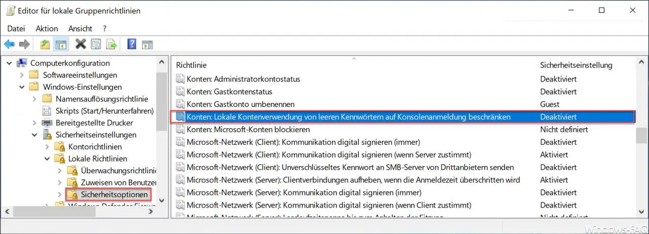 Limit local account usage of blank passwords to console login