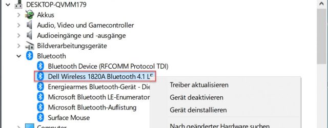 Windows device manager Bluetooth adapter