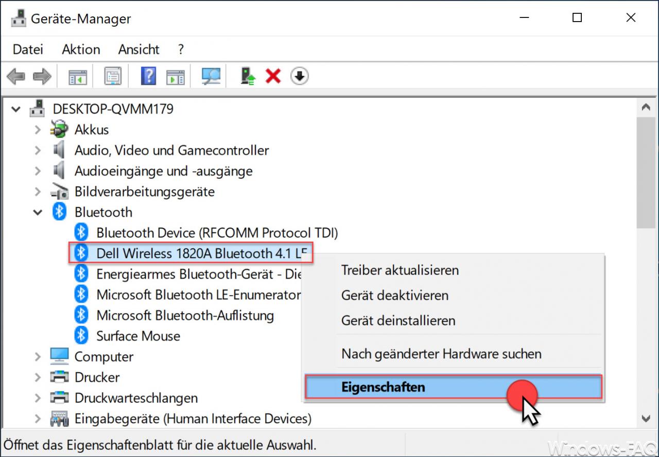 Windows device manager Bluetooth adapter