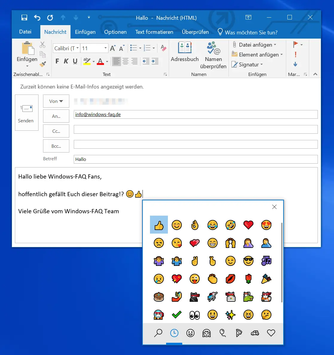 Emojis in Outlook
