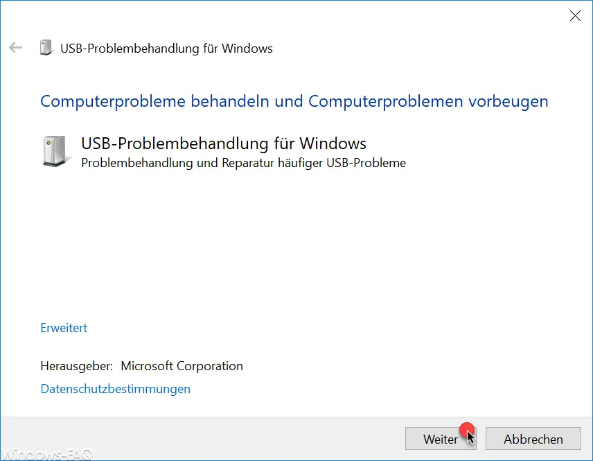USB troubleshooter for Windows