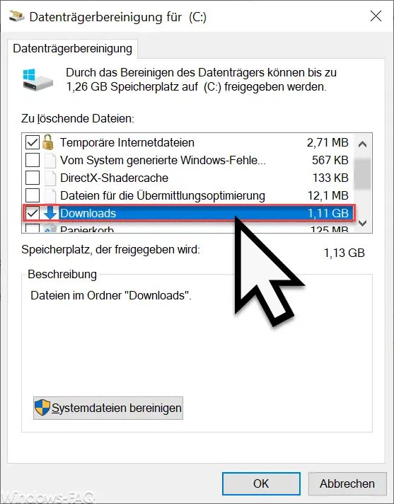 Clean Windows download folder via Cleanmgr in Windows 10