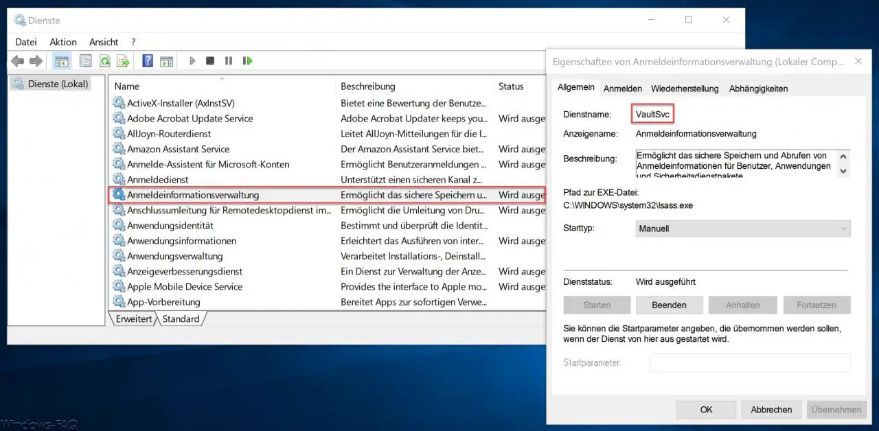 Windows credential management VaultSvc