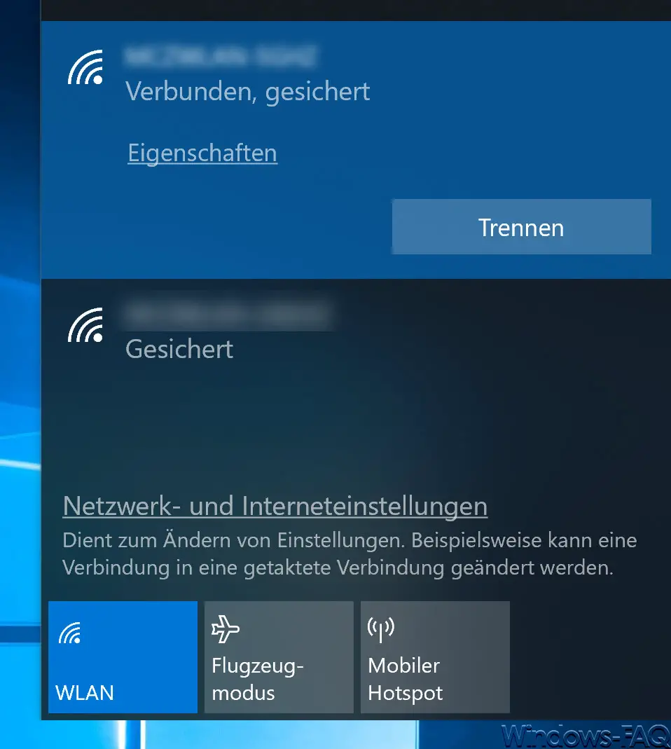 WLAN networks Windows 10