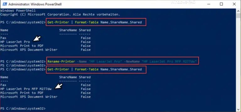 Rename printer using the powershell command howpchub