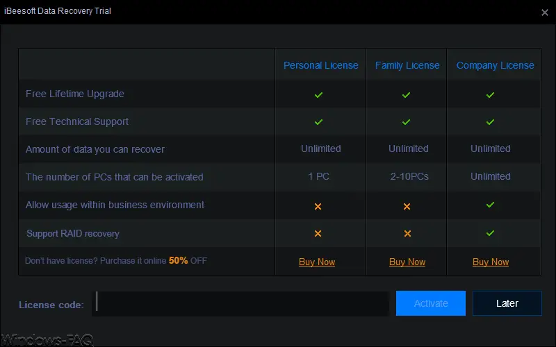 iBeeSoft Data Recovery Wizard version overview