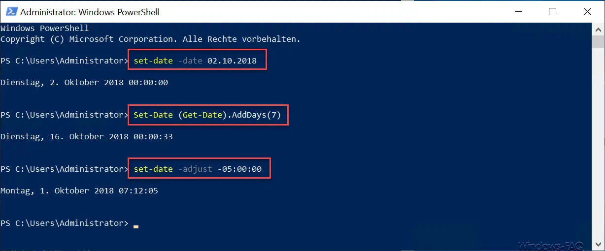 PowerShell set-date