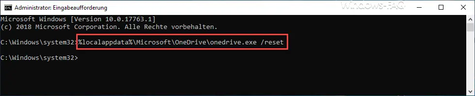 OneDrive reset