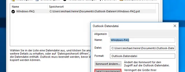 Compress Outlook PST file