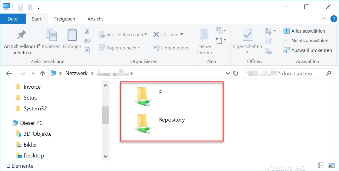 Shares in Windows Explorer