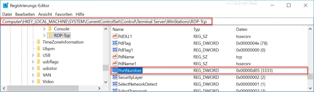 windows terminal services default port