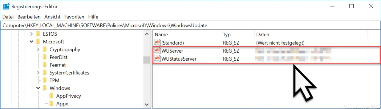 WSUS registry