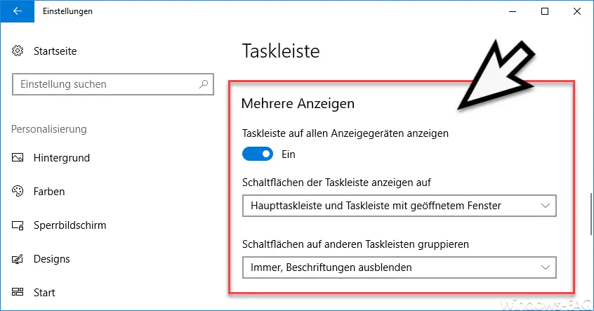 Taskbar multiple displays