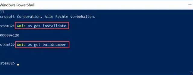 wmic os get installdate