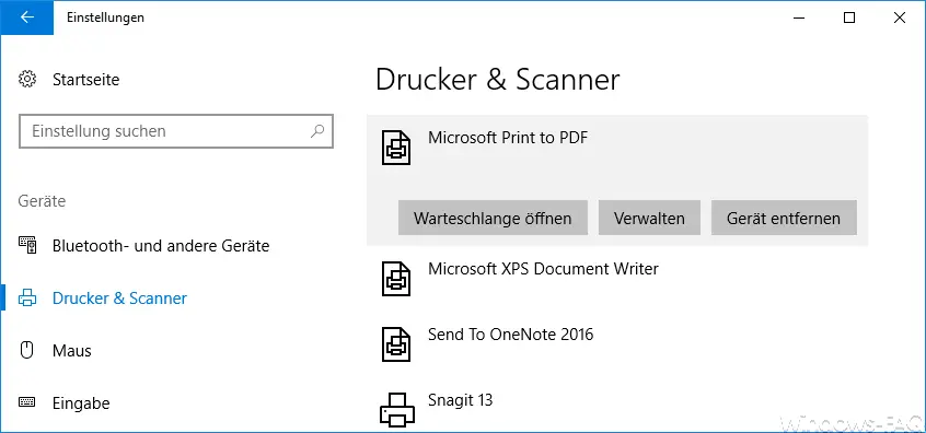 Printers & scanners in Windows 10