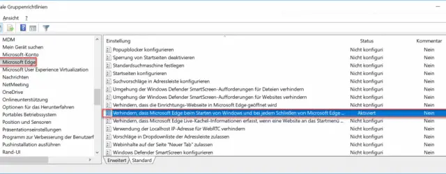 Prevent Microsoft Edge from starting and loading the homepage and the New Tab page every time you start Windows and every time you close Microsoft Edge.