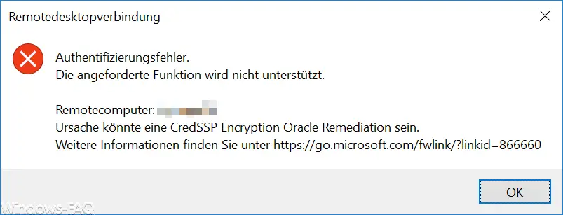 Authentication failure Cause could be CredSSP Encryption Oracle Remediation