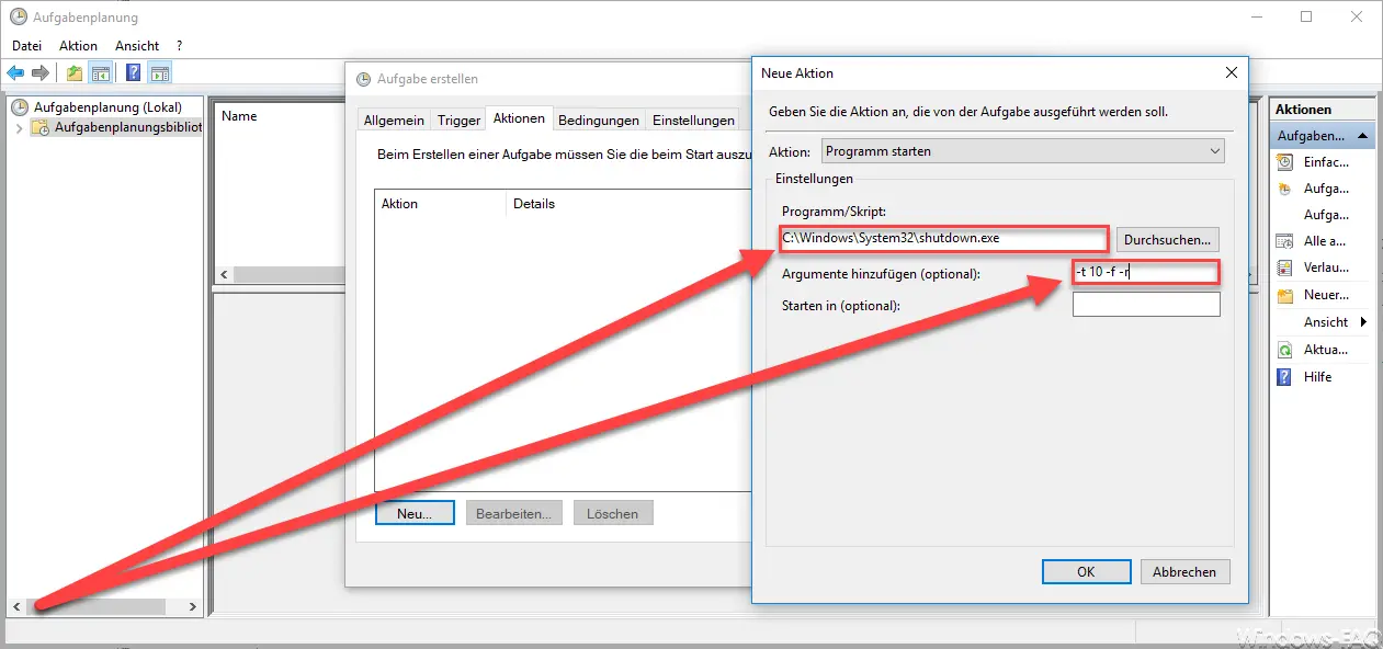 Shutdown parameters