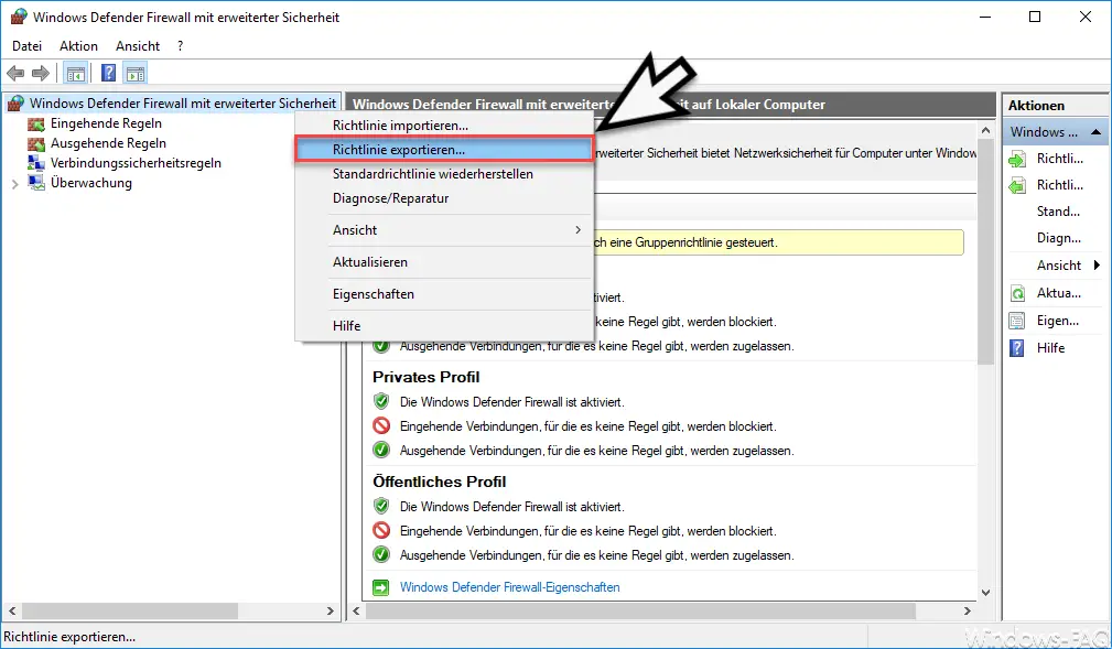 Export firewall policy