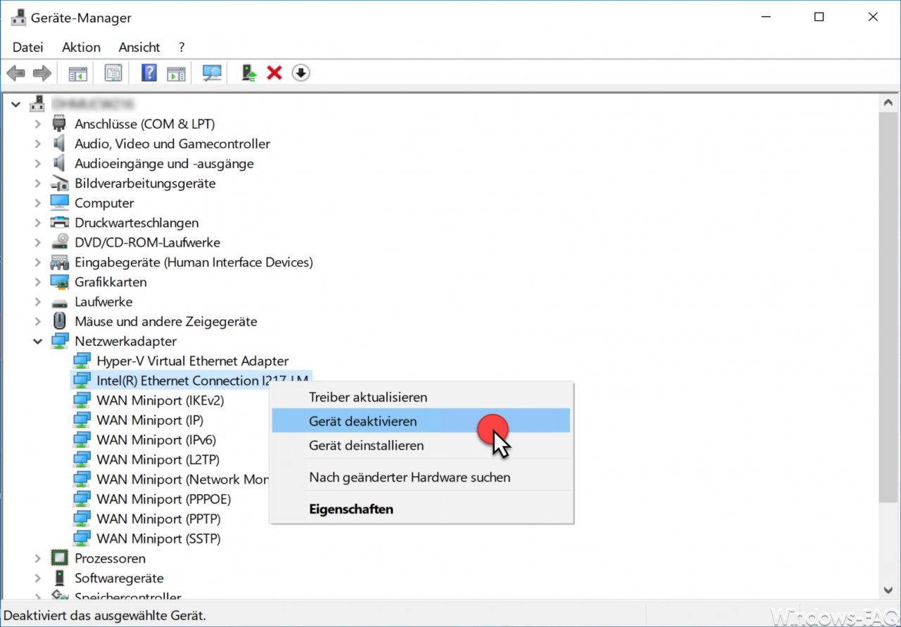 Deactivate Ethernet connection device