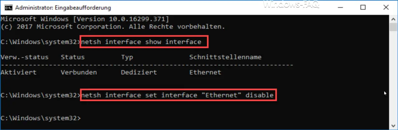 Disable netsh network adapter