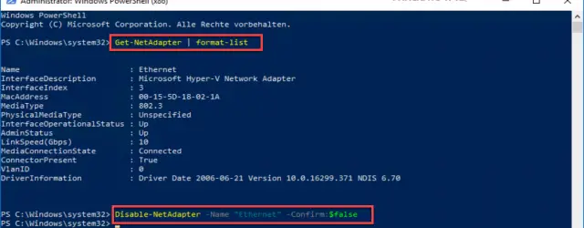 Disable-NetAdapter