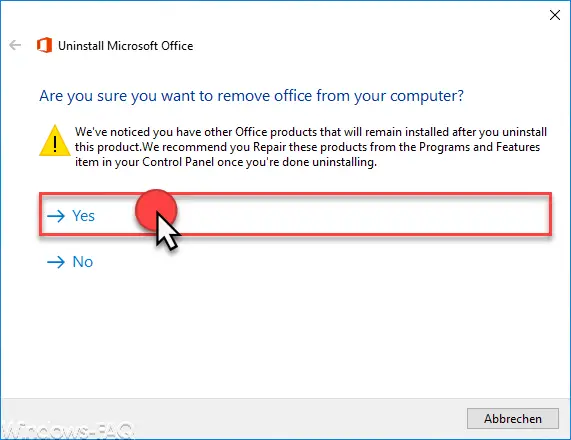 microsoft office uninstall some programs