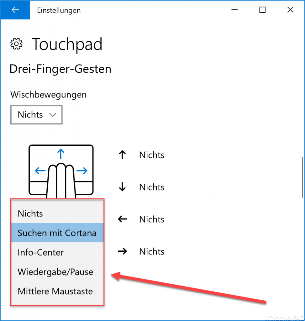 3 finger gestures and 4 finger gestures on the touchpad in Windows 10
