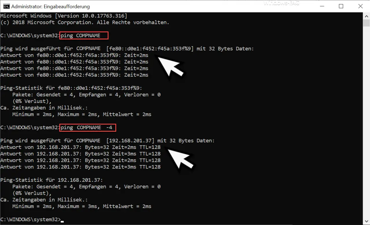 ping ipv6 ipv4