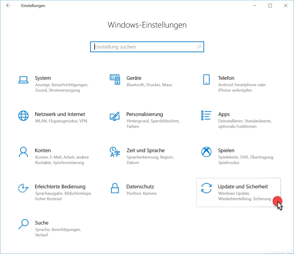 Update and security Windows 10