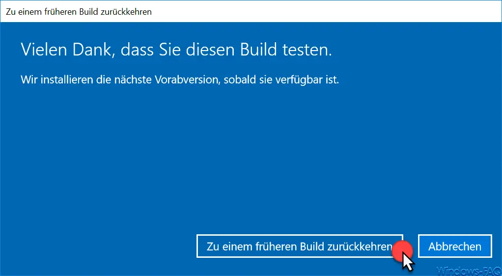 Revert to an earlier Windows 10 build