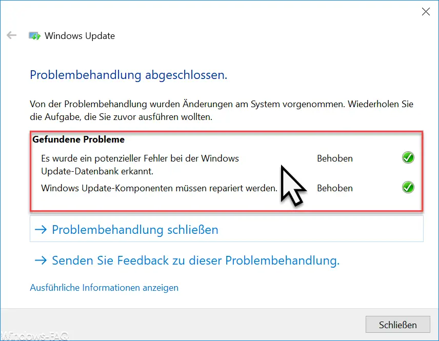 Windows Update troubleshooter found problems
