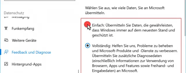 Feedback and diagnostic data in Windows 10