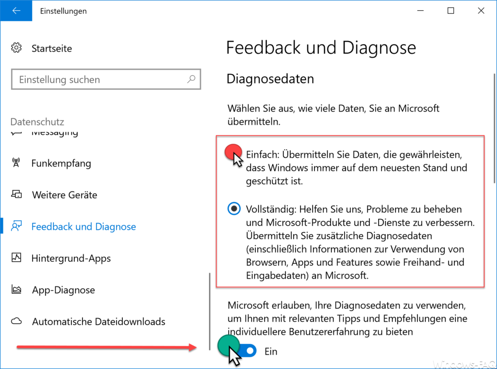 Feedback and diagnostic data in Windows 10