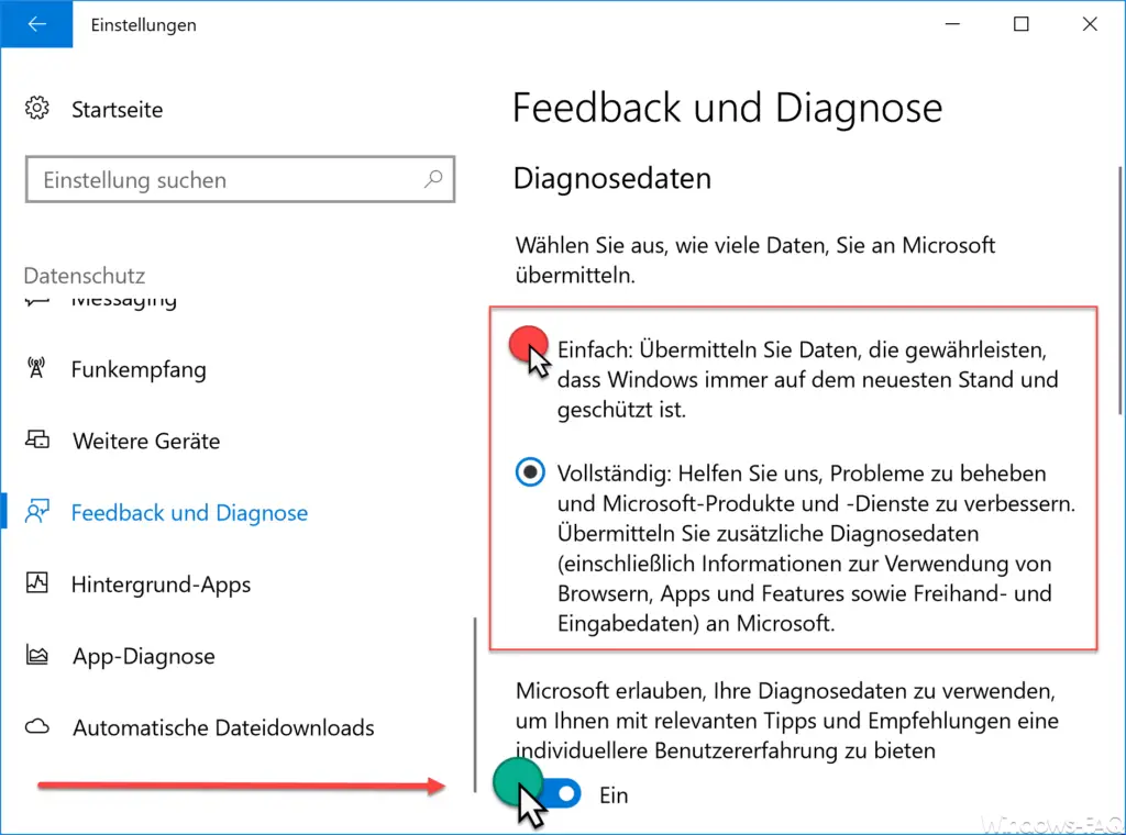 Feedback and diagnostic data in Windows 10