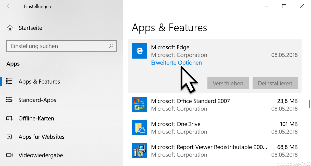 Apps and features Microsoft 