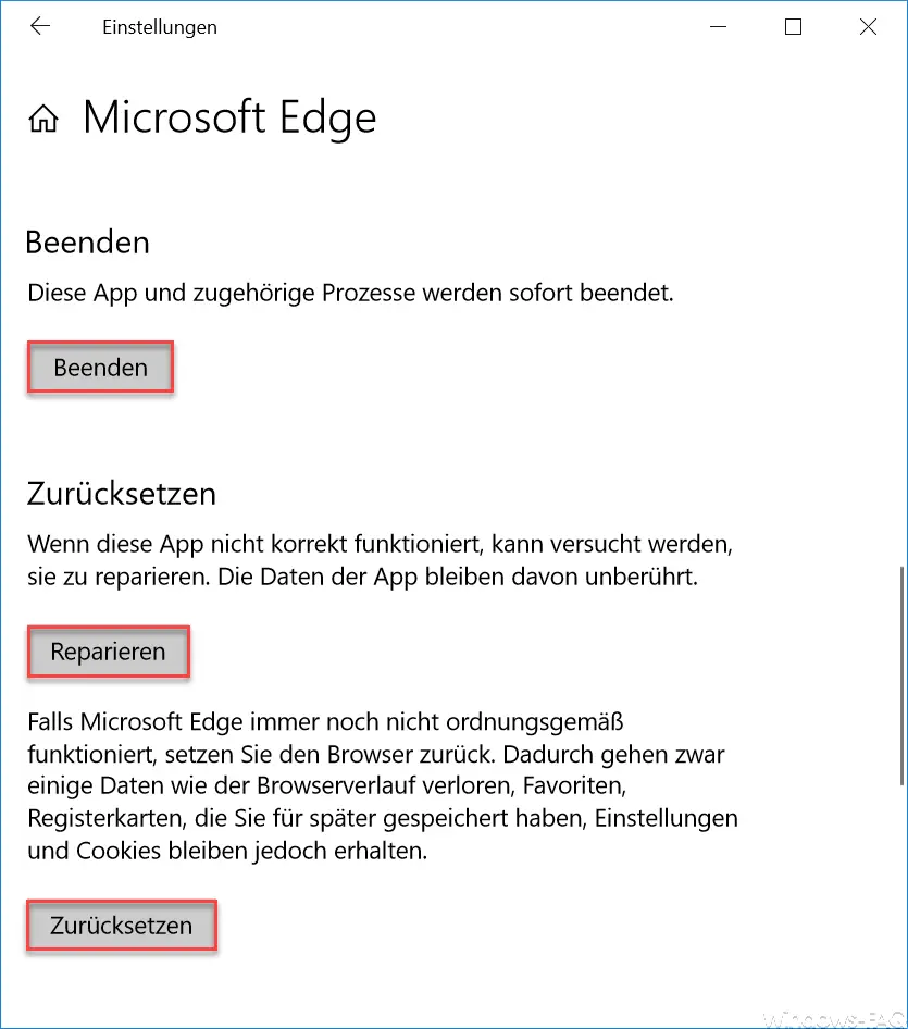 Exit Edge reset or repair