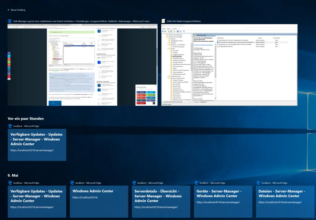 Task view Windows 10 1803